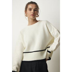 Happiness İstanbul Women's Ecru Ribbon Detailed Knitwear Sweater