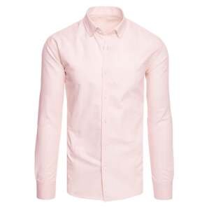 Pánská jednobarevná světle růžová košile Dstreet