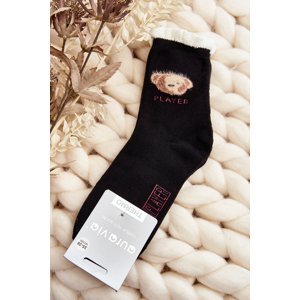 Silné Bavlněné Ponožky S Medvídkem, Černá