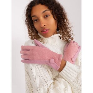 Světle růžové dámské rukavice s knoflíkem