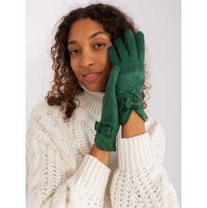 Tmavě zelené elegantní rukavice s mašlí