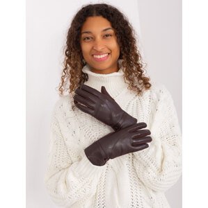 Tmavě hnědé zimní rukavice s ekokůží