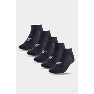 Chlapecké 4F vysoké kotníkové ponožky 5-PACK tmavě modrá