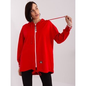 Červená dámská mikina na zip s kapucí