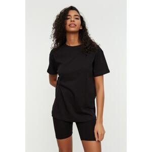 Trendyol Black 100% Cotton T-shirt-Biker Tights Knitted Pajama Set