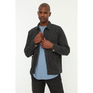 Trendyol Men's Gray Ribbed Denim Jacket