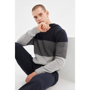 Trendyol Men's Navy Blue Hooded Regular Fit Knitwear Sweater