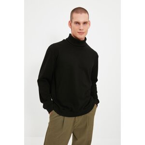 Trendyol Men's Black Regular/Real Fit Turtleneck Thick Cotton Basic Sweatshirt