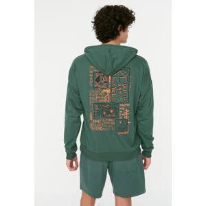 Trendyol Men's Green Oversize/Wide-Fit Hooded Printed Back Sweatshirt