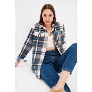 Trendyol Blue Plaid Oversize/Wide Fit Woven Shirt