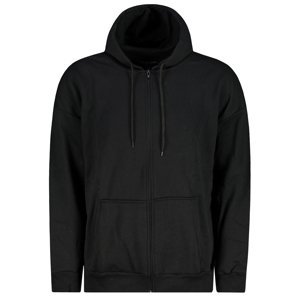Trendyol Men's Black Oversize/Wide-Fit Hooded Zippered Thick Basic Sweatshirt- Cardigan