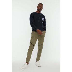 Trendyol Khaki Men's Regular Fit Sweatpants with Stripe Stitching Detail