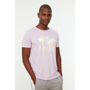 Trendyol Lilac Men Regular Fit Short Sleeved Crewneck Printed T-Shirt
