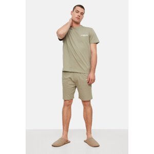 Trendyol Mint Men's Regular Fit Printed Pajamas Set