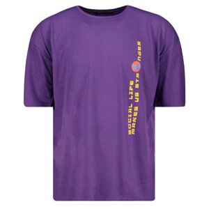 Trendyol Men's Purple Oversize/Wide-Fit Crew Neck Short Sleeve Abstract Printed T-Shirt