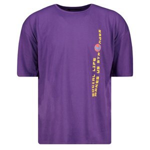 Trendyol Purple Men's Oversize/Wide Cut Crew Neck Short Sleeve Abstract Printed T-Shirt