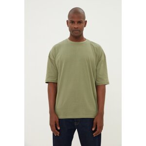 Trendyol Khaki Men's Basic 100% Cotton Crew Neck Oversize Short Sleeve T-Shirt