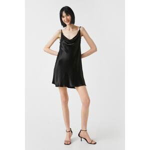 Koton Mini Dress with Straps Satin Ruffle Collar