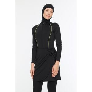 Trendyol Black Stripe Detailed Surf 4-Piece Swimsuit Suit