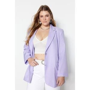 Trendyol Curve Lilac Pocket Detailed Double Closure Blazer Woven Jacket
