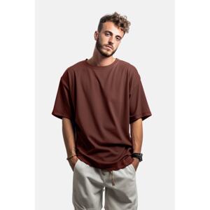 Trendyol Brown Men's Oversize/Wide Cut Basic 100% Cotton T-Shirt