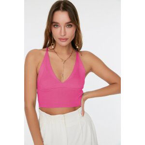 Trendyol Pink Super Crop Back Detailed Knitwear Blouse