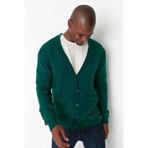 Trendyol Men's Emerald Green Slim Fit Pocket Knitwear Cardigan