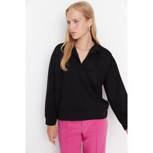 Trendyol Black Regular/Normal Fit Basic Polo Neck Regular Thin Knitted Sweatshirt