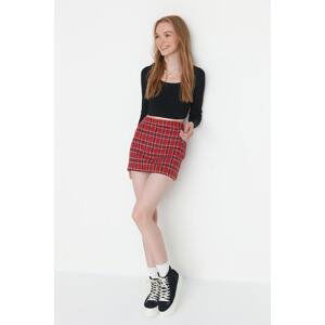 Trendyol Red Woven Plaid Skirt