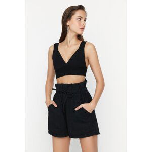 Trendyol Black Elastic High Waist Denim Shorts