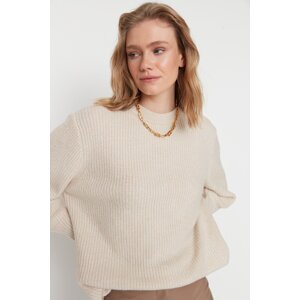 Trendyol Stone Wide Fit Soft Textured Basic Knitwear Sweater