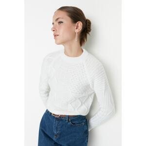Trendyol Ecru Crop Knit Detail Knitwear Sweater