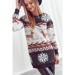 Teplý, dlouhý, černý vánoční svetr