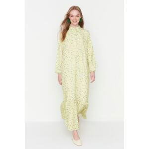 Trendyol Light Yellow Floral Half Pat Hem Frilly Lined Woven Dress