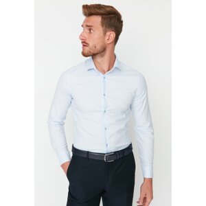 Trendyol Blue Men's Slim Fit Half Italian Collar Oxford Basic Shirt