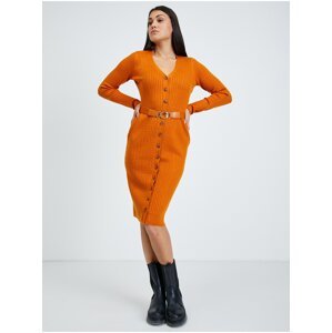 Oranžové pouzdrové svetrové šaty Guess Lena - Dámské