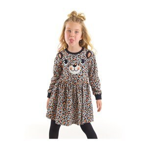 Denokids Leopard Patterned Gray Girl Dress