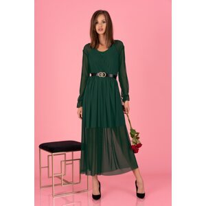 Tmavě zelené šaty Mariedam + opasek GRAETIS! tmavozelený