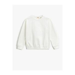 Koton Basic Sweatshirt Embroidered Detailed Crew Neck Cotton