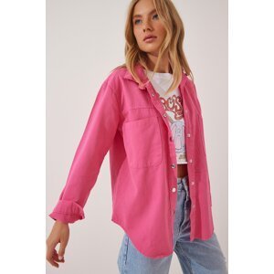 Happiness İstanbul Women's Pink Oversize Gabardine Shirt Jacket