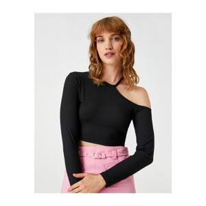 Koton Crop T-Shirt Long Sleeve Window Detail