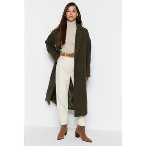 Trendyol Khaki Oversize Wide Cut Long Wool Cashmere Coat