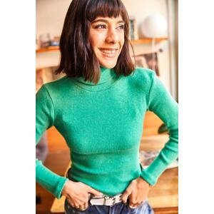 Olalook Women's Green Turtleneck Raised Camisole Camisole Sweater
