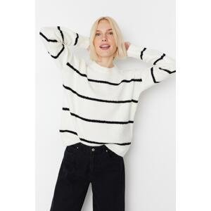 Trendyol Ecru Boucle Striped Knitwear Sweater