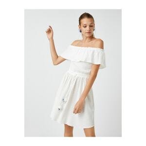 Koton Off Shoulder Mini Dress with Tassel Detail