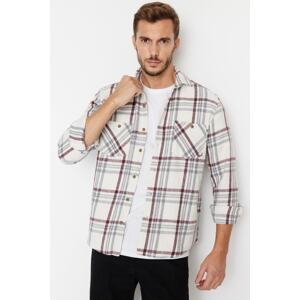 Trendyol Claret Red Men Regular Fit Double Pocket Lumberjack Plaid Shirt