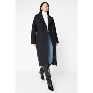Trendyol Black Oversize Wide Cut Long Wool Cachet Coat