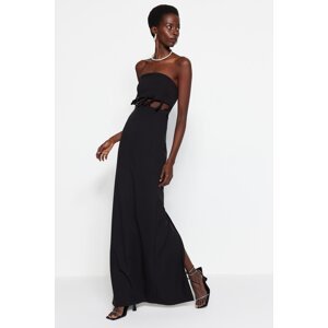 Trendyol Black Woven Window/Cut Out Detail Long Evening Dress