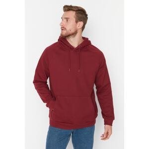 Trendyol Men's Burgundy Basic Regular/Normal Fit Hooded Raglan Sleeve Sweatshirt