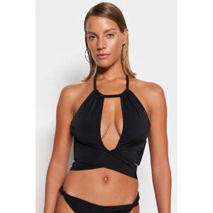 Trendyol Black Halter Neck Cut Out/Windowed Bikini Top